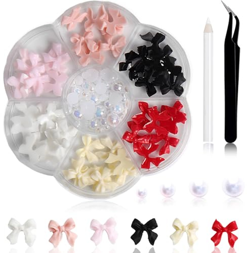 JEYORZY 1 boîte Lot de strass colorés en forme de nœud papillon 3D, Nail Charms Accessoires Nail Art 3D Nail Art Design Décoration Nail Art Noeud Pendentif Ongle Noeud DIY Craft Nail Art Design