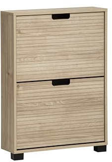 Schildmeyer Schuhschrank Schuhkipper Emmik 159442, weiß Eiche Dekor/gestreift, 59,8 x 19,5 x 85,2 cm