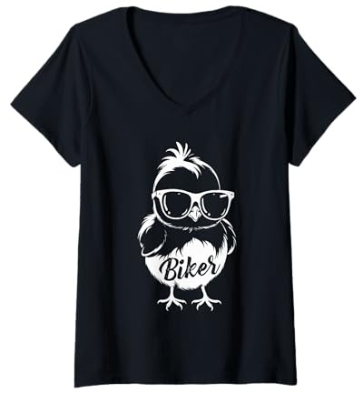 Women's Funny Biker Motorcycle Chick Rider Motorbike Women V-Neck T-Shirt