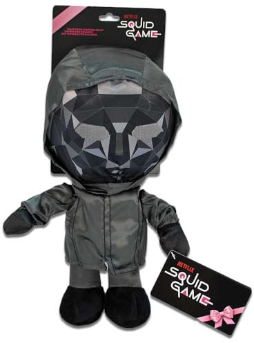 Play by Play Frontman Squid Game Kuscheltier – 28 cm, schwarz, detailreiche Gestaltung, Original Lizenzartikel