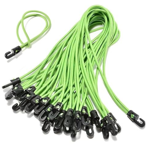Bungee Cords with Hooks 75 Pcs, 10 Inch Elastic Short Bungee Ropes with Hooks – Ideal for Securing Luggage, Camps, Tarps, Garden Furniture, Cycling(Green)