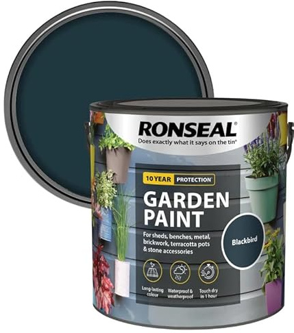 DUAYRA Garden Paint 2.5L | Quick Drying Outdoor Paints | All Purpose Long Lasting | Multicolor Water Based | Water Resistant Weatherproof Matt Finish | For Brickwork, Metal, Wood (Black)