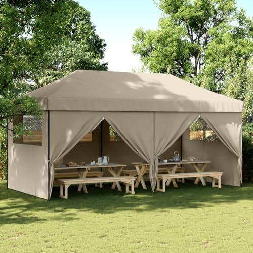 Vikbart festtält pop-up med 4 sidoväggar brungrå