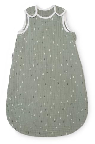 Ehrenkind® Baby Sommerschlafsack Rund Musselin 0.5 TOG | aus weicher OEKO-TEX zertifizierter Bio-Baumwolle | Sommer Baby Schlafsack Baby 0.5 TOG Gr. 50/56 Jade Tropfen