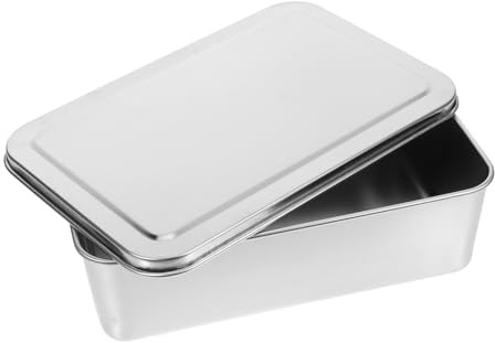 TOPPERFUN Bandeja Para Hornear Pan Rectangular Con Tapa Molde Metálico Para Hornear Pasteles Caja De Acero Inoxidable Para Tartas y Pan De Fiesta