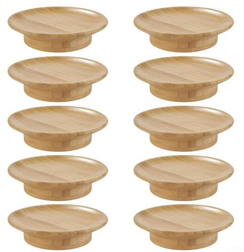 Plato de madera para copas de vino para evitar salpicaduras de vino tinto, servir aperitivos o postres en reuniones en casa o fiestas formales (10 unidades/M)