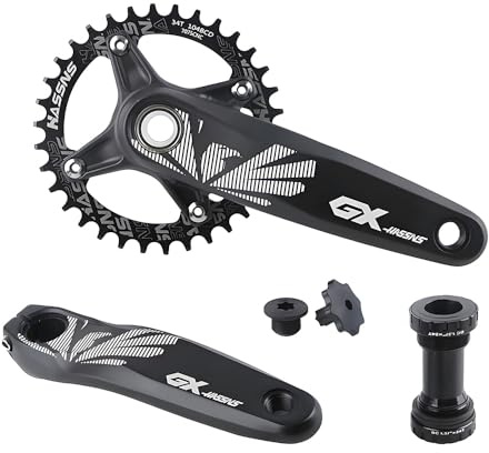 104 BCD mountainbike vevparti, 170/175 mm cykelvev, valfri vev/rang-bottenfäste/krank-bottenfäste och rund tandkedjering (rang med bottenfäste och 34T kedjering, 170 mm vev)