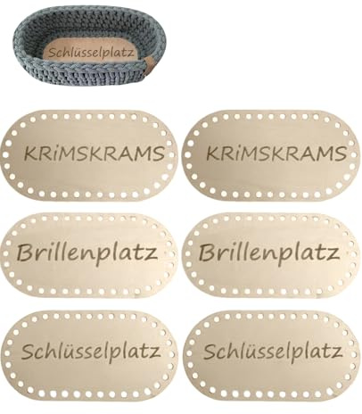 Donvuka 6 Stück Holzboden für Häkelkorb，20cm*10cm Korbboden Zum Häkeln für DIY Handtasche Korb Heimdekoration