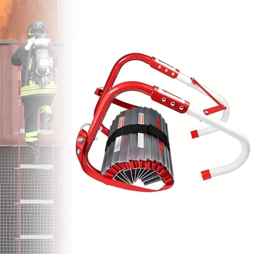 Scala antincendio 4,5 m, 2-6 piani, in lega di alluminio, con pioli antiscivolo e ampi gradini, per adulti e bambini, soluzione sicura e portatile per evacuazione