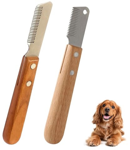 Deslanador y Cuchillo Pelador de Aseo para Perros y Cachorros - Herramienta de Stripping para Pelos Gruesos