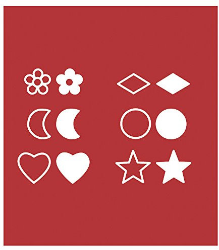 Rayher Brennstempel für Rayher Brandmal-Kolben, Box 12 Brennaufsätze sortiert, Blume, Mond, Stern, Herz, Raute, Rund, Größe ca. 1 cm, 89768000