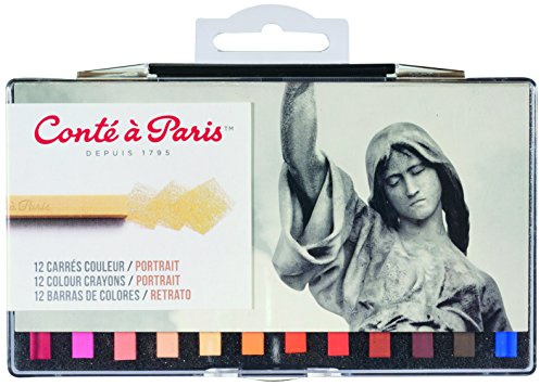 Conté a Paris 50245, 12 farbige Carré Kreiden, Pastellkreiden in Vierkantform für Portait