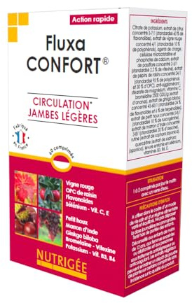 NUTRIGÉE - Fluxa Confort - Circulation - Jambes Légères - Favorise La Circulation Sanguine & Lymphatique, Régule La Circulation Sanguine - 60 Comprimés - Programme de 30/60 Jours - Fabriqué en France