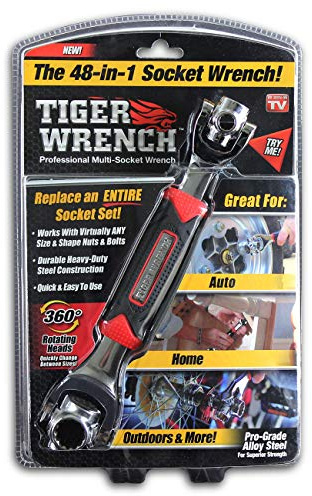 Tiger Wrench TW-MC12/4 ONTEL - Llave de tubo, 48 herramientas en 1, funciona con pernos de espiral, hexagonal, dodecagonal, Torx, cuadrados dañados y de cualquier tamaño estándar o métrico