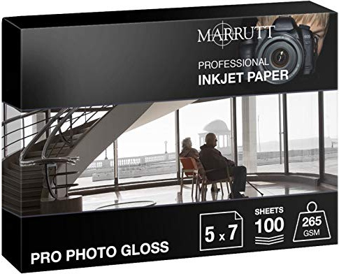 Marrutt 265gsm Pro Photo Gloss Inkjet Paper: 5 x 7 - 100 Sheets