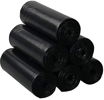 Gloreen Klein Mülltüten 10 L, Müllbeutel Schwarz, 150 Stück/6 Rollen