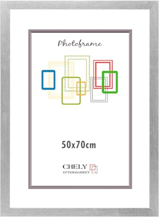 CHELY INTERMARKET MOD272 Marco Fotos Grande 50x70cm Galería Decorativo Color Plata Estilo Moderno Clásico Madera Moldura Relieve Cuadro Horizontal Vertical Poster Diploma Pared Estético