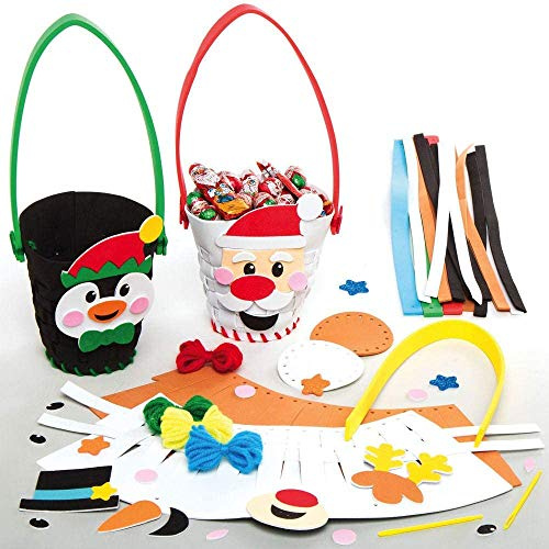 Baker Ross AX480 Weihnachts-Weberei-Kits, Körbe, 4 Stück, basteln Sie Ihre eigenen Weihnachtsdekorationen, kreatives Kunst- und Bastelzubehör für Kinder zum Gestalten und Dekorieren