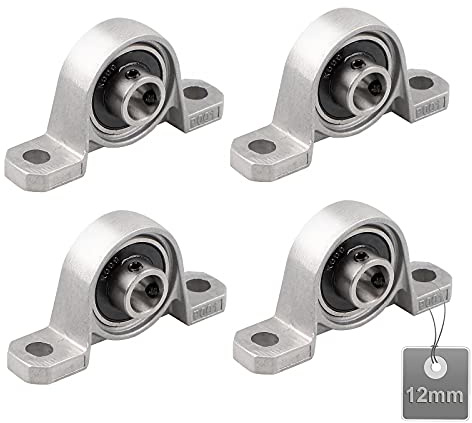 EXLECO 4 Stücke Gehäuselager, 12mm Stehlager Set, Lagerbock, Zinklegierung | Wellenlager, Flanschlager für Achse Welle Maschine, 3d - Drucker (KP001)