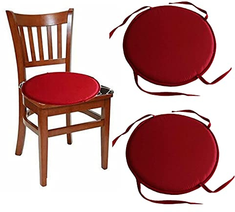 Eme-rald 2 Pack Indoor/Outdoor Chair Pads Round Seat Cushions with Ties Garden Patio Home Cushions Soft Round Chair Pillow atio Furniture Garden Dining Picnic Chair Cushion (Wine)