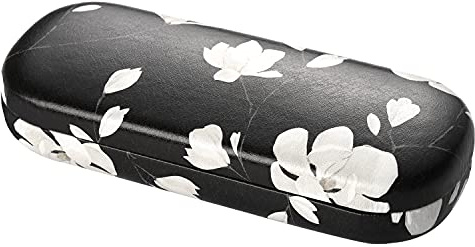 MoKo Étui à Lunettes Rigide, Boîte à Lunettes de Soleil en Cuir PU, Floral Étui à Lunettes Spectacles, Étui de Protection pour Homme Femme Enfant, Noir+Magnolia Blanche