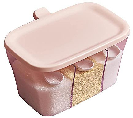 CLQ Récipient À Épices, Boîte À Épices en Plastique, Sucrier, Boîte De Rangement De Sel, Support À Épices pour Cuisine Et Table À Manger, Boîte D'assaisonnement.-Rosa