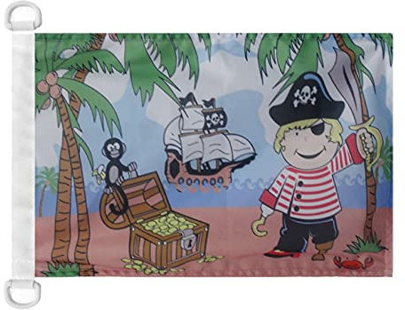 AZ FLAG Bootsflagge Junge pirat Insel im Schatz 45x30 cm Kunststoffringe | Für außen und Boote Piraten Totenkopf Bootsflagge wetterfest mit doppelten Nähten und verstärkten Kanten Mesh-Polyester