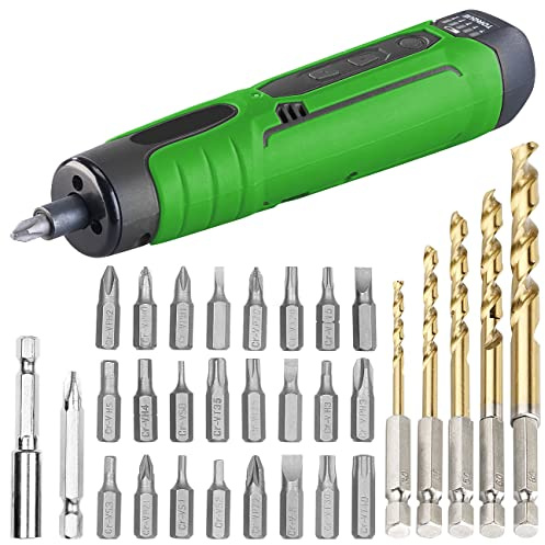 AGT Professional Bohrschrauber: Akku-Stabschrauber, USB, 25 Bits & HSS-Bohrer-Set f. Akkuschrauber (Handbohrer, Mini-Elektro-Schraubendreher, Bohrmaschinen)