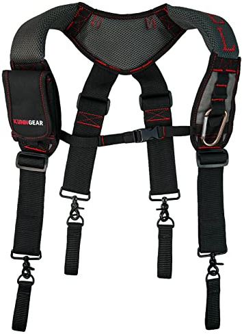 KUNN Gel Tool Belt Harness Padder, Suspender with 4 Pcs Tool Belt Loop and 1 Piece Carabiner 1 Construction Phone Holder…