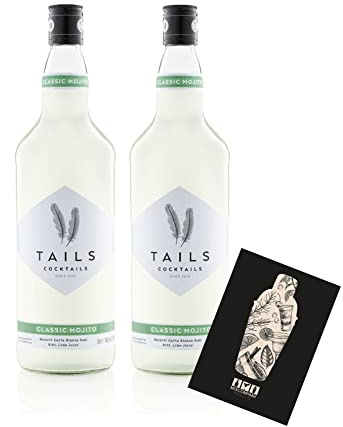 Tails Cocktails 2er Set classic Mojito 2x 1L (14,9% Vol) Fertig Cocktail Ready to Drink mit Mixcompany Grußkarte- [Enthält Sulfite]