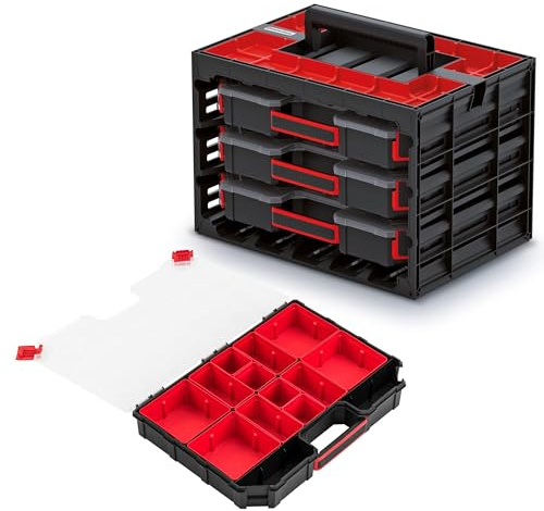 Organizador para tornillos, taller, 29 x 41,5 x 29,5 cm, maletín universal, armario de herramientas, caja surtida, caja de clasificación, garaje