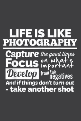 Camera Life Is Like Photography Quote Capture Focus: Wide Ruled Line Paper, 120 Pages, 6 x 9 Inches, Lined Notebook Journal for Work, School and College Supplies