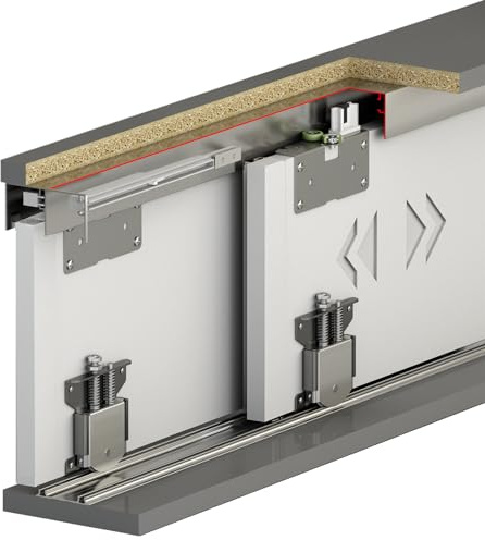 DecorAndDecor Sliding Wardrobe Door Track Gear Kit with Soft Close (1.5m for 2 Doors with Soft Close)