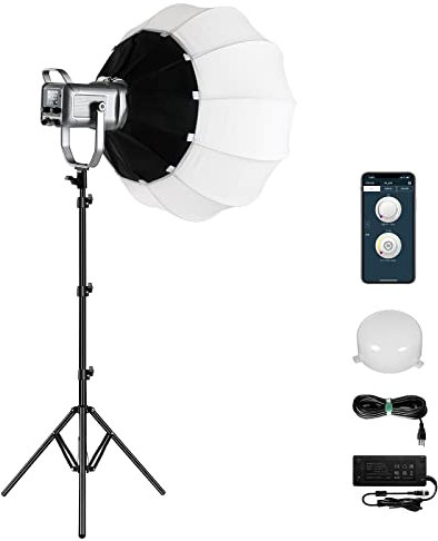 GVM LED Videoleuchte mit Latern Softbox, 150W Bowens Bi-Color Studio Dauerlicht mit APP Fernbedienung, COB fotolicht KED 5910lux/1m 2700K-7500K 8 Szenen für Video Fotografie Porträt YouTube TikTok