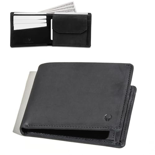 DONBOLSO Geldbörse Verona I Platz für 8 Karten I Kompaktes Herren Portemonnaie aus Leder I Echtleder Geldbeutel mit RFID Schutz I Slim Wallet Kartenhalter I Vintage Schwarz