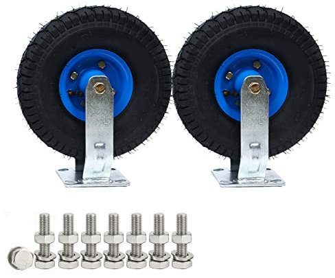 WORDFUN 2 Schwerlastrollen 200mm/250mm, Industrie Lenkrolle Mit Bremse, Transportwagen Gummiräder, 360 Grad Drehbar, Tragfähigkeit:200KG, Für Trolleys, Möbelroller Transportroller, Werkbank Rollen