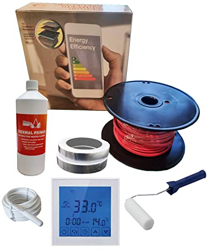 Nassboards Pro Elite Loose Cable Electric Underfloor Heating System 200w - Touch Screen Thermostat with Installation Kit & Instructions for Carpet, Tiles, Laminate, Wood, Concrete