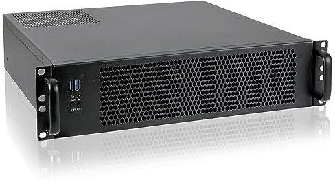 RackChoice MicroATX 2U Chasis de servidor para montaje en bastidor de corta profundidad 1x5.25 frontal +4x3.5 bahía/USB3.0 con adaptador 2.0 compatible con PSU ATX con ventilador superior de 120 mm o