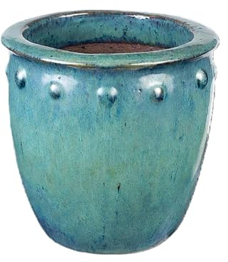 Steinzeug-Blumentopf/Pflanzkübel Bordo Grün-Blau 37x37cm frostfest