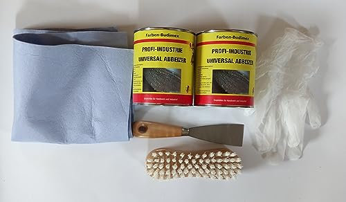 Set 2 x 750 ml Farben-Budimex Abbeizer, 1 x Bürste, 1 x Handschuhe, 1 Spachtel, 1 Tuch