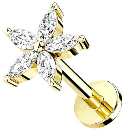 Taffstyle Tragus Ohr Knorpel Helix Piercing Stecker Kristall Blüte für Ohr Tragus Helix Lippe Labret