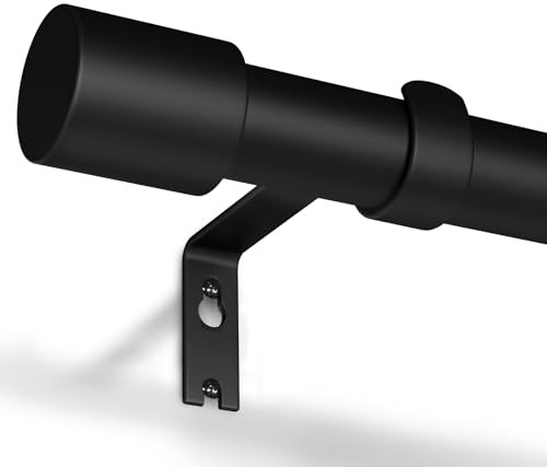 Gardinenstange Schwarz 76-380 cm Vorhangstange Ausziehbar 19 mm Durchmesser für Schlafzimmer, Wohnzimmer oder Küche von GEEBOBO