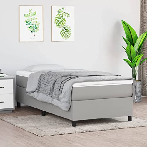 prissent Bett 90x190 cm Polsterbett mit Stützbeinen Samt Bettenbettgestell Bed Frames Hohes Bett Einzelbett Doppelbett Schlafzimmerbett Hellgrau