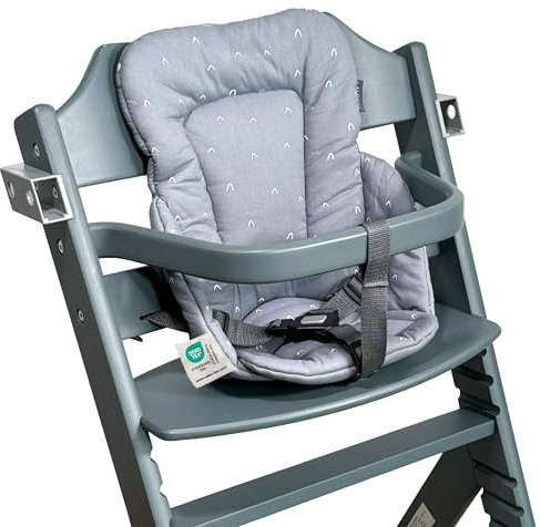 LaLoona Sitzverkleinerer für Hochstuhl Safety 1st / Bebeconfort Timba - weiches Baby Sitzpolster, OEKO-TEX Standard 100 geprüft, hautfreundlich und maschinenwaschbar - Grau