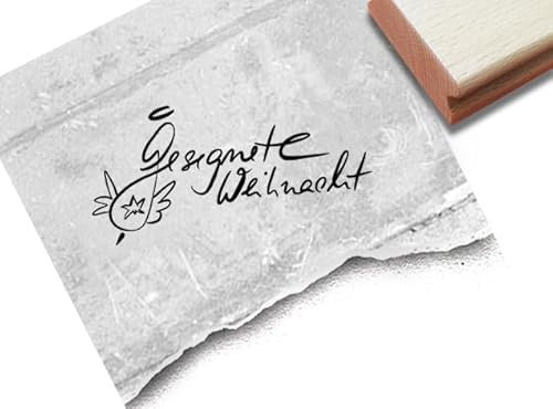 Stempel Gesegnete Weihnacht - Textstempel Weihnachtsgrüße - Weihnachtsstempel Weihnachtskarten Basteln Weihnachtsdeko Tischdeko - zAcheR-fineT (groß ca. 57 x 27 mm)