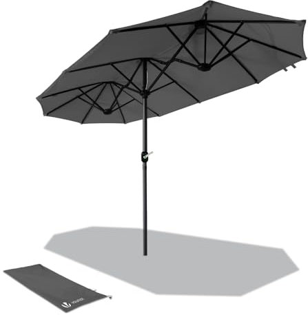 VOUNOT® Sombrilla Parasol Rectangular, Sombrillas Jardin para Terraza Playa Piscina Mercado Patio Exterior, 300 x 150 cm, Protección Solar UV50+, Doble Gris
