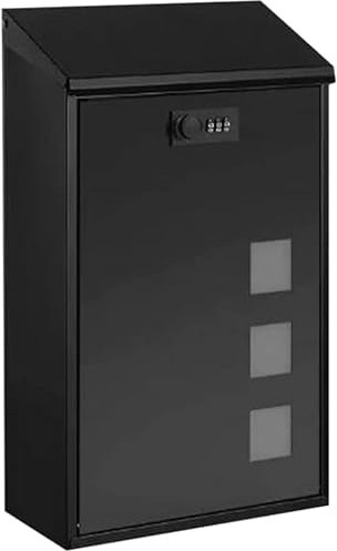 Metal Post Box Home Combination Lock es 9.8x3.9x15.4in Drop Box Medium Capacity Easy to Install practical decoration (Black (A))