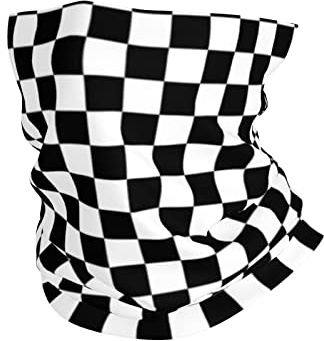 ReesEt Schwarz-weiß kariertes Muster, Bandana-Halsmanschette, weicher Gesichtsschutz, Halswärmer, Schlauch, halbe Gesichtsmaske, Schal, Sturmhaube