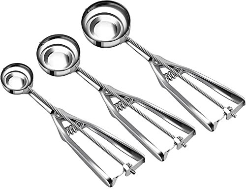 melairo Ice Cream Scoop Set with Multiple Size Trigger Stainless Steel Cookie Scoops Set Of 3 for Baking