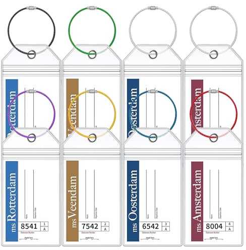 8 Pack Holland America Luggage Tag Holders, Zip Seal Clear Cruise Carnival Luggage Tag Holder with Steel Loops Fits All for Holland America & Carnival Cruise Essentials Must Haves (8)